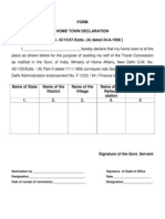 LTC Home Town Declaration Form