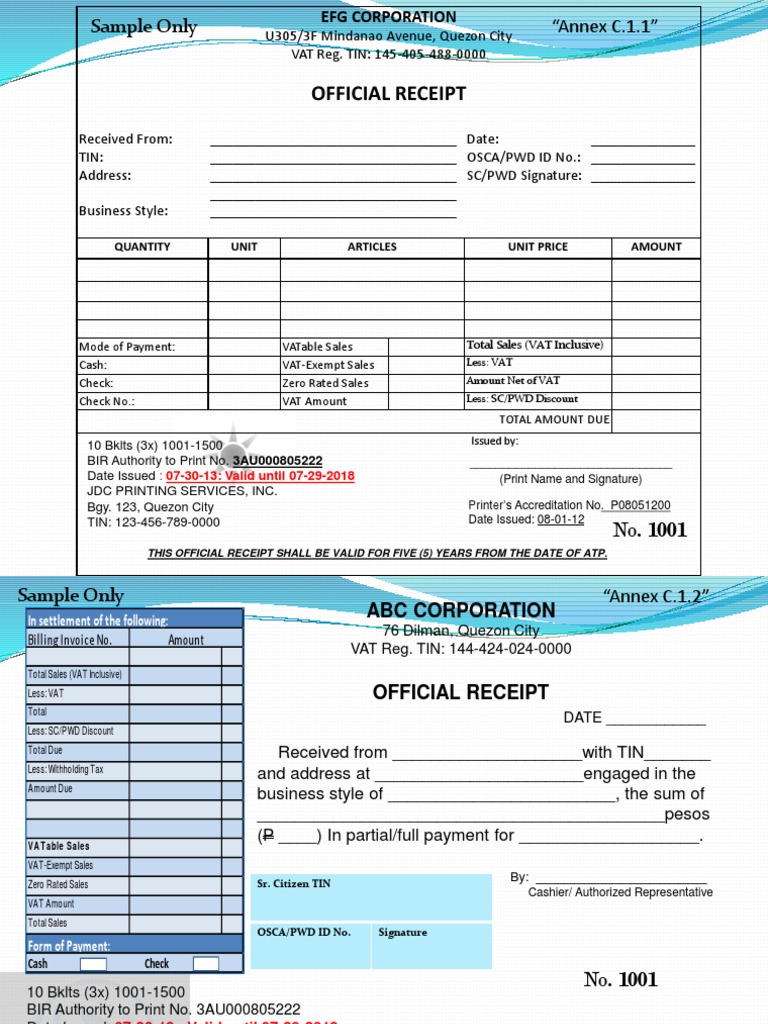 Sample Receipt Value Added Tax