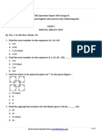 NTSE Question Paper 2015 (Stage-I) MAT, SAT and English With Answer Key (Chhattisgarh)
