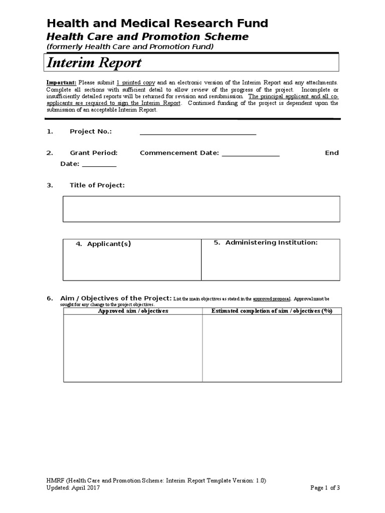 HMRF Interim Report Submission Guide | PDF | Public Sphere | Health Care
