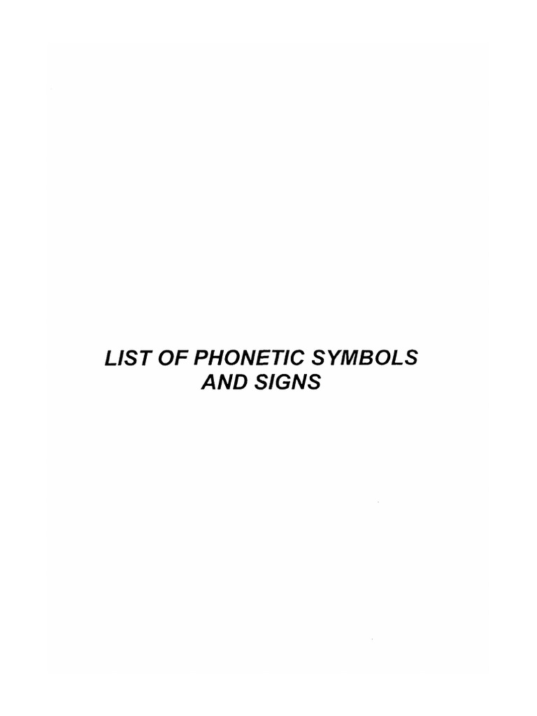 Phonetic Symbols and Signs List | PDF