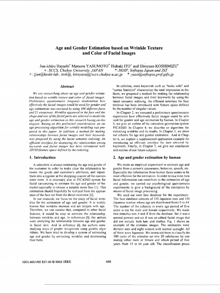 Age and Gender Estimation Based On Wrinkle Texture and Color Facial ...