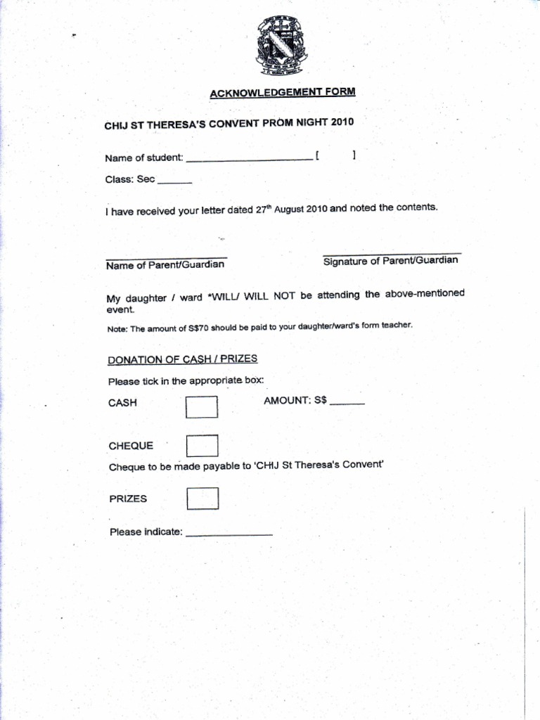 Prom Night Acknowledgment Form 2010 | PDF