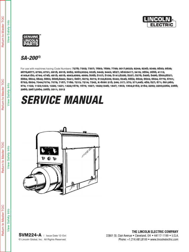 All Sa200 Arc Welding Generator Service Manuals PDF Welding