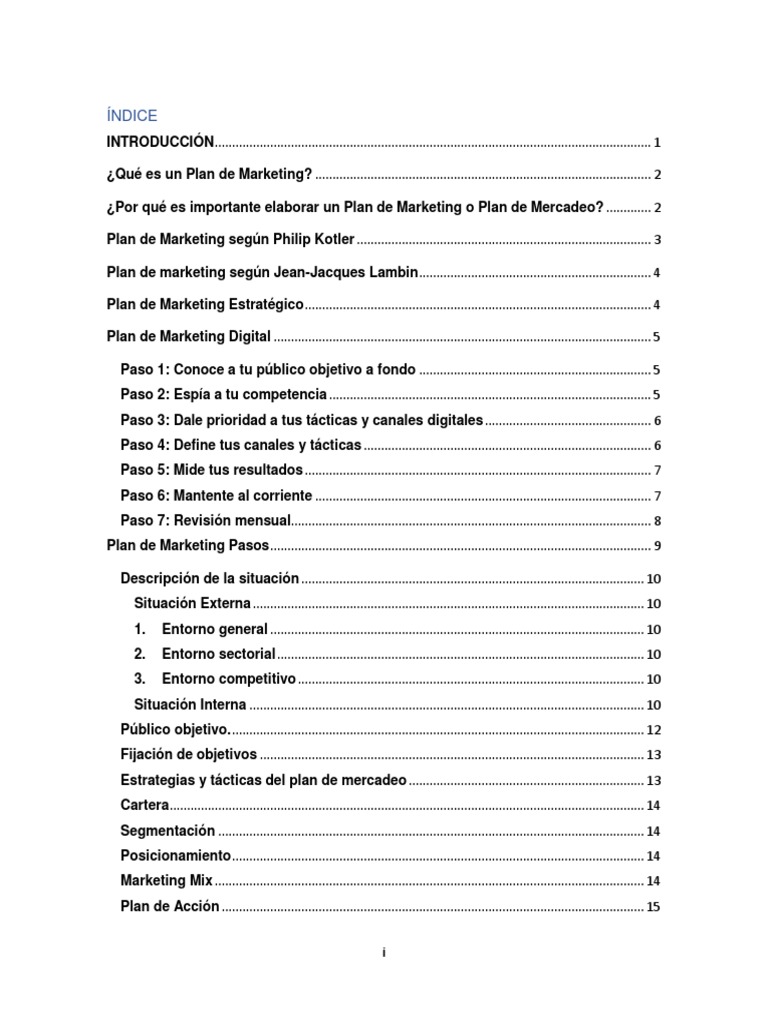 Guía Completa para un Plan de Marketing | PDF | Producto (Negocio ...