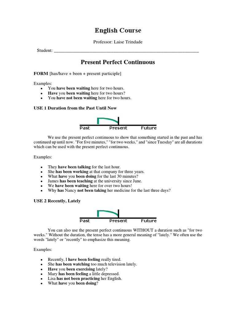 Present Perfect Continuous Overview | PDF | Grammatical Tense ...