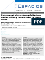 RAI 6. Relación Entre Inversión Publicitaria en Medios Offline y Notoriedad de Marca on Line