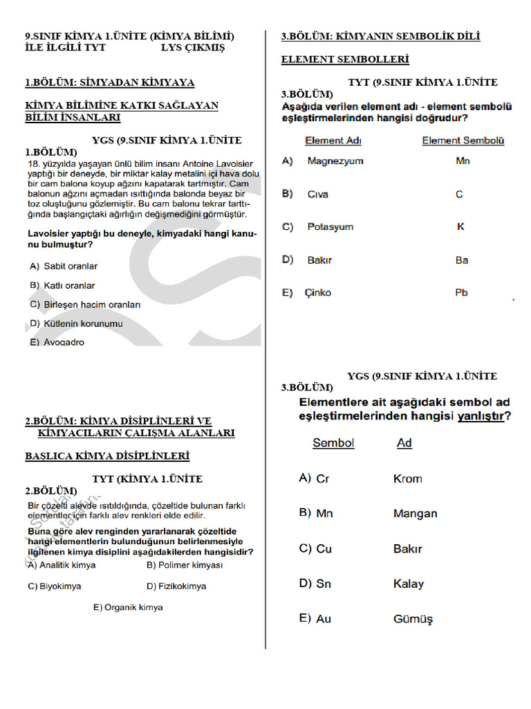 9 Ki Mya Tyt Ayt Ygs Lys Cikmis Sorular Pdf