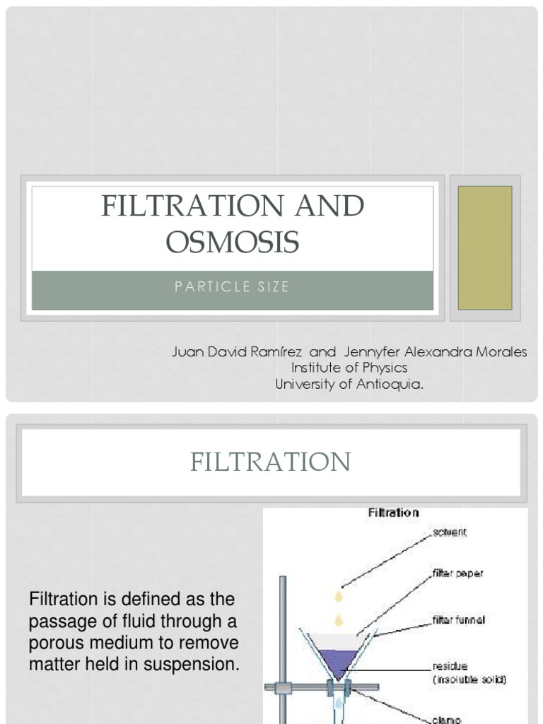 Filtration and Osmosis PDF
