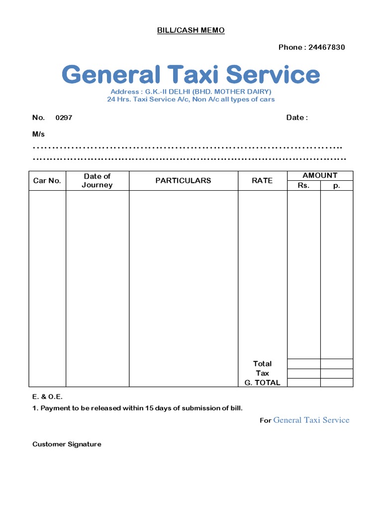 Delhi Cab Bill PDF