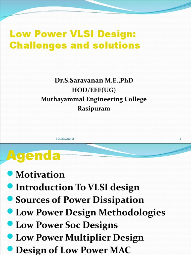 Low Power VLSI Design: Challenges and Solutions: Dr.S.Saravanan | PDF ...