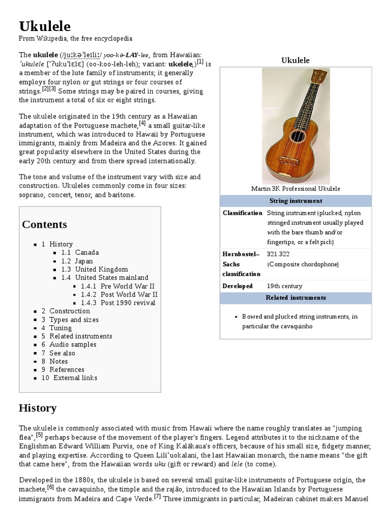 Ukulele PDF Necked Lutes Chordophones