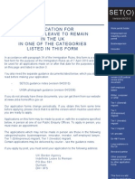 SET (O) : Application For Indefinite Leave To Remain in The Uk in One of The Categories Listed in This Form