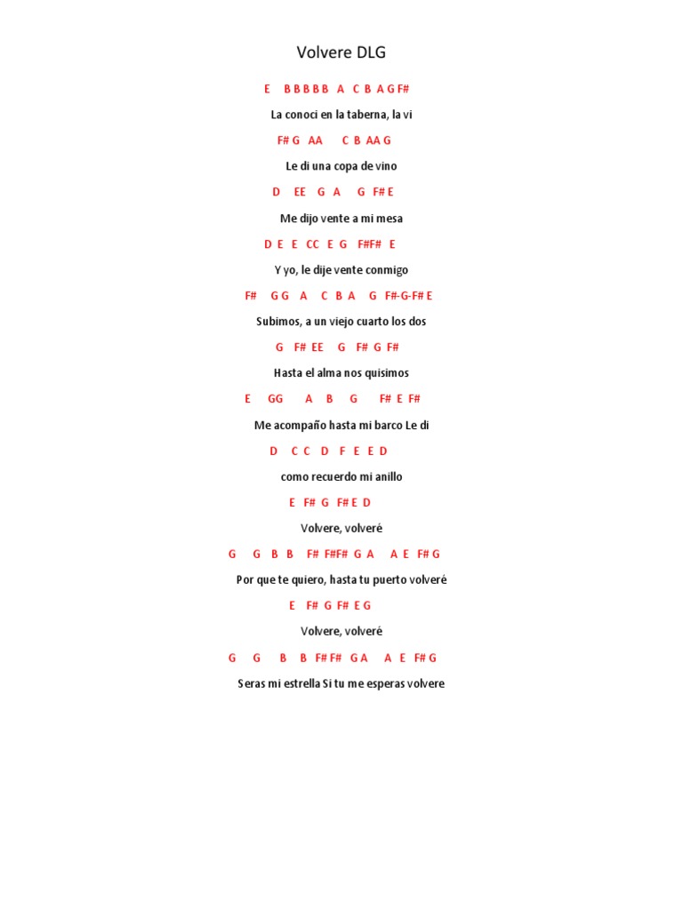 Notas y letra de 