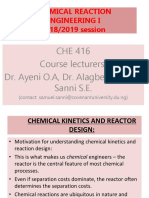 CHEMICAL REACTION ENGINEERING COURSE OUTLINE