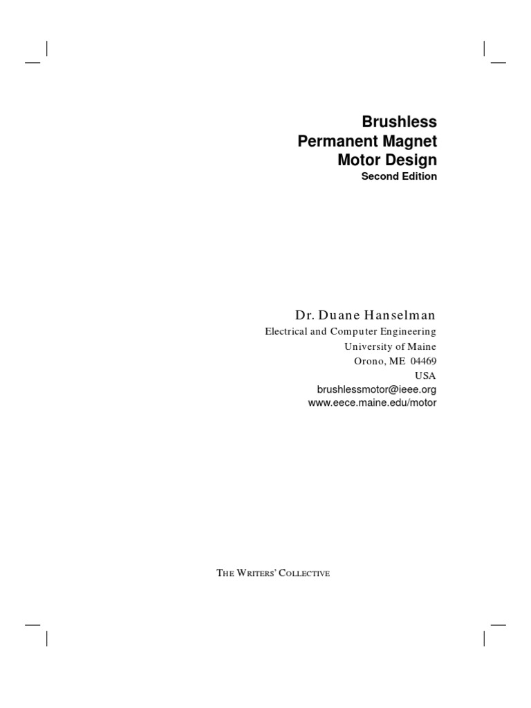 Brushless Permanent Motor Design Dr. Duane Hanselman Download Free PDF