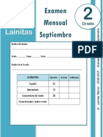 Septiembre - 2do Grado - Examen Mensual (2018-2019)