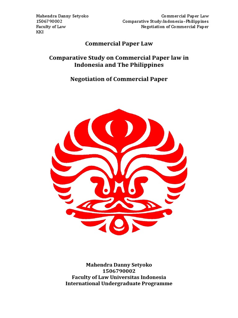Commercial Paper Law Indonesia Philippines PDF Negotiable