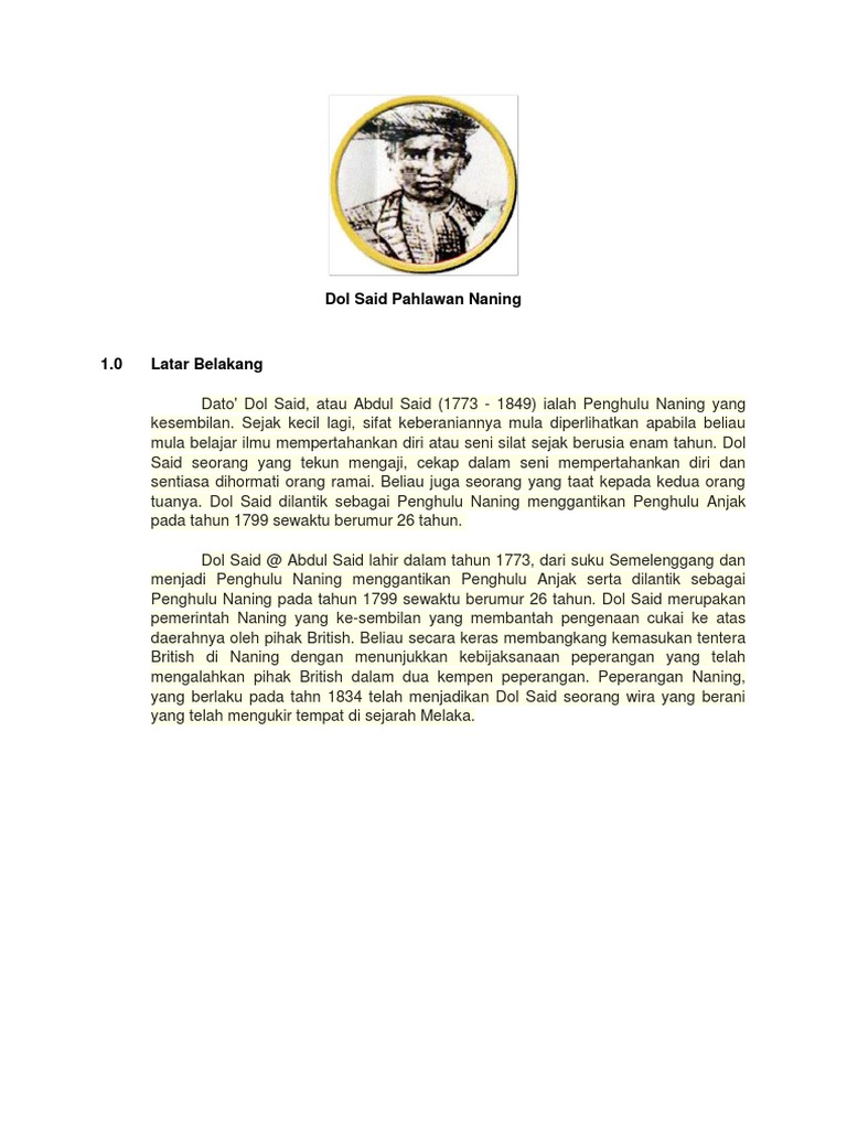 Dol Said Pahlawan Naning Pdf