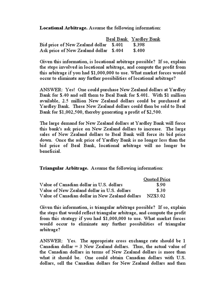 Locational Arbitrage Strategies Explained | PDF | Arbitrage | Interest