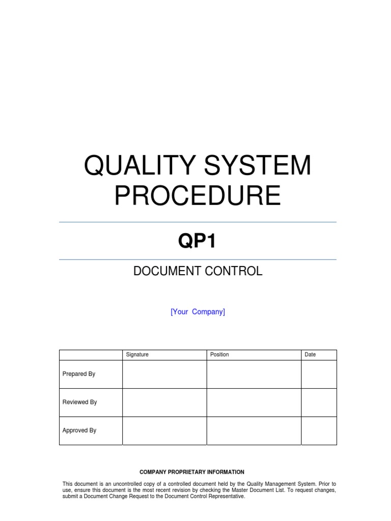 Document Control Procedure Example Pdf Specification Technical