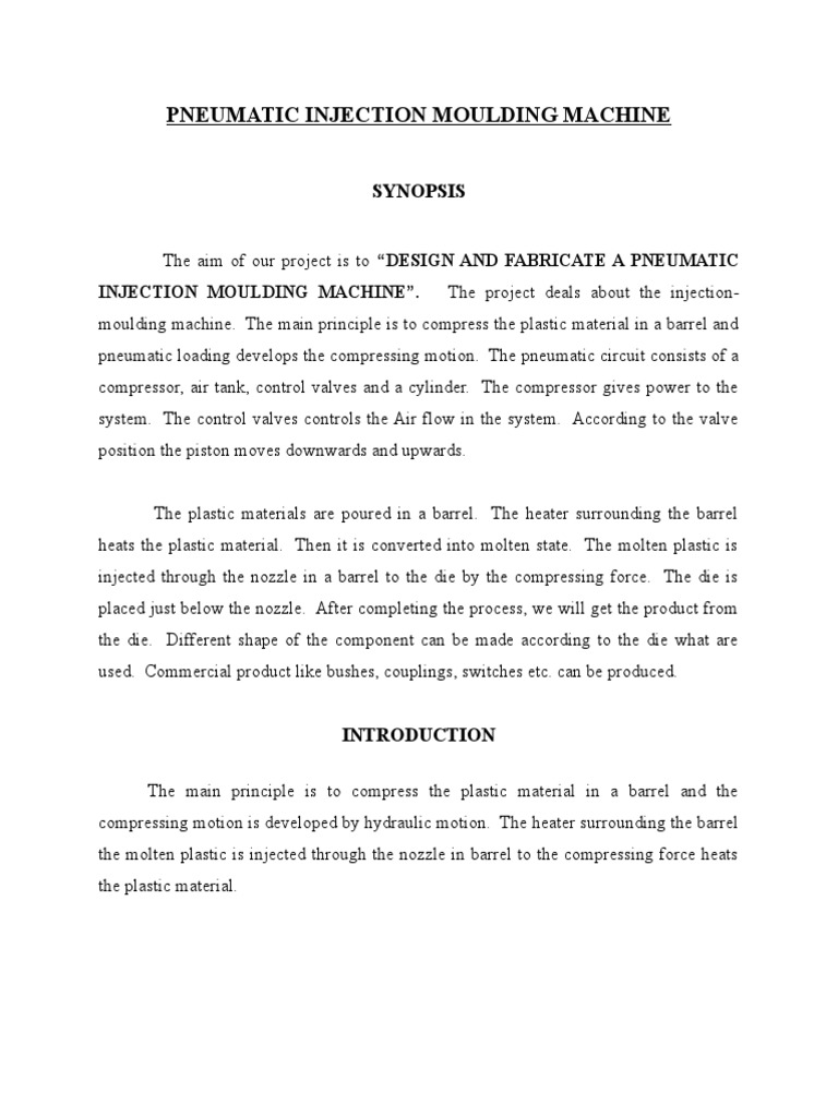 Design of Pneumatic Injection Moulding Machine | PDF | Mechanical ...