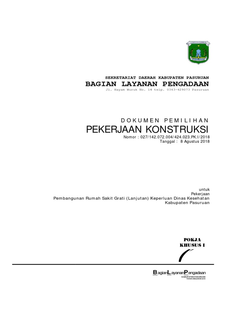 Dokumen Lelang Pembangunan Rumah Sakit GRATI PDF