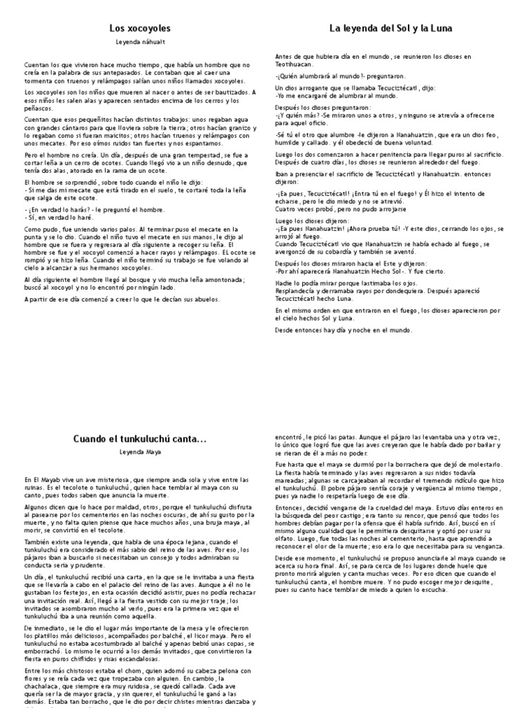 Leyendas Mexicanas Cortas PDF | PDF | Libros para adolescentes