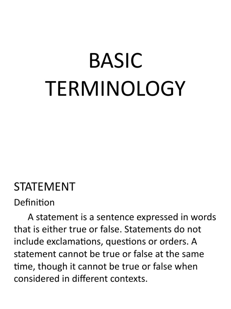 Basic Terminology Definitions | PDF | Theorem | Definition