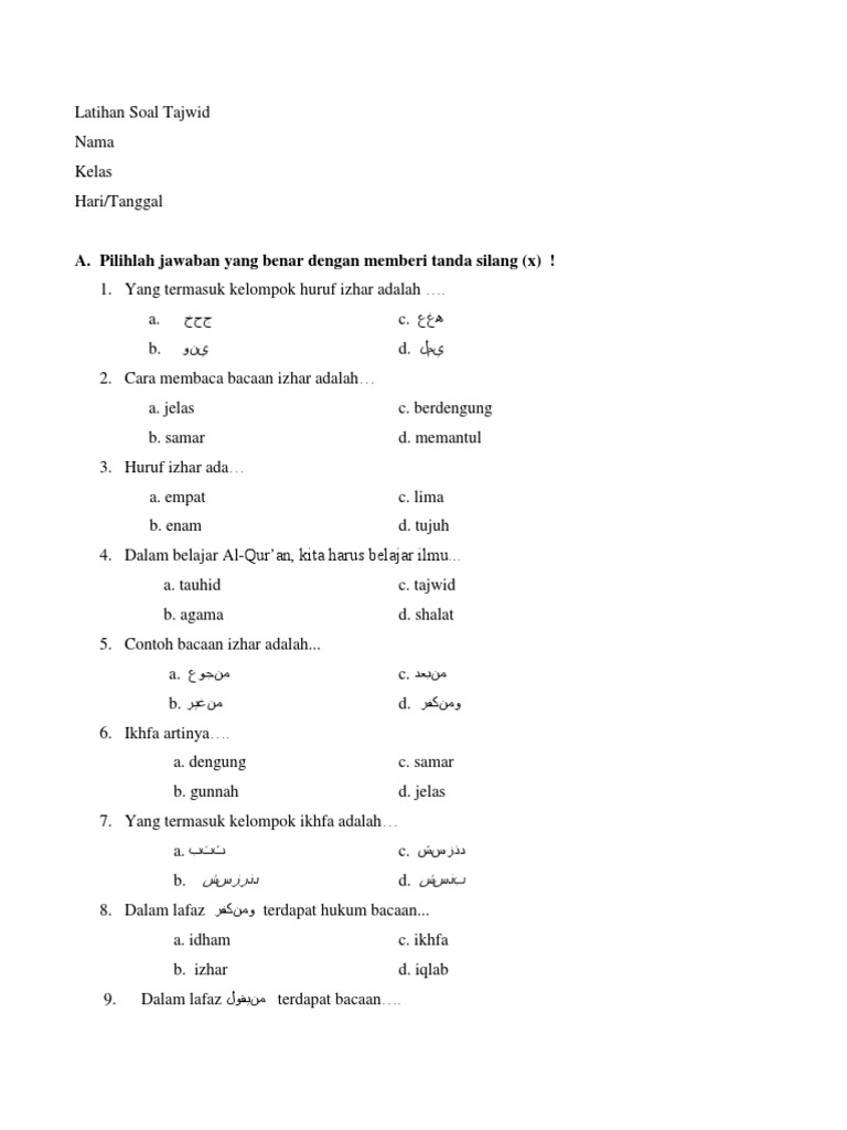 50+ Contoh soal tajwid information