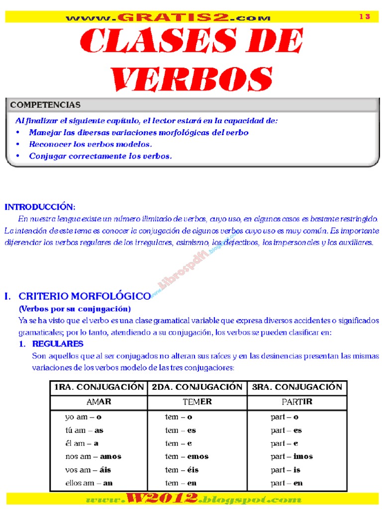 Clases de Verbos | PDF