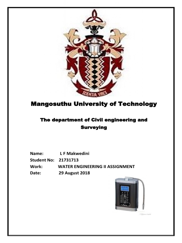 Water Assignment PDF Water Purification Filtration