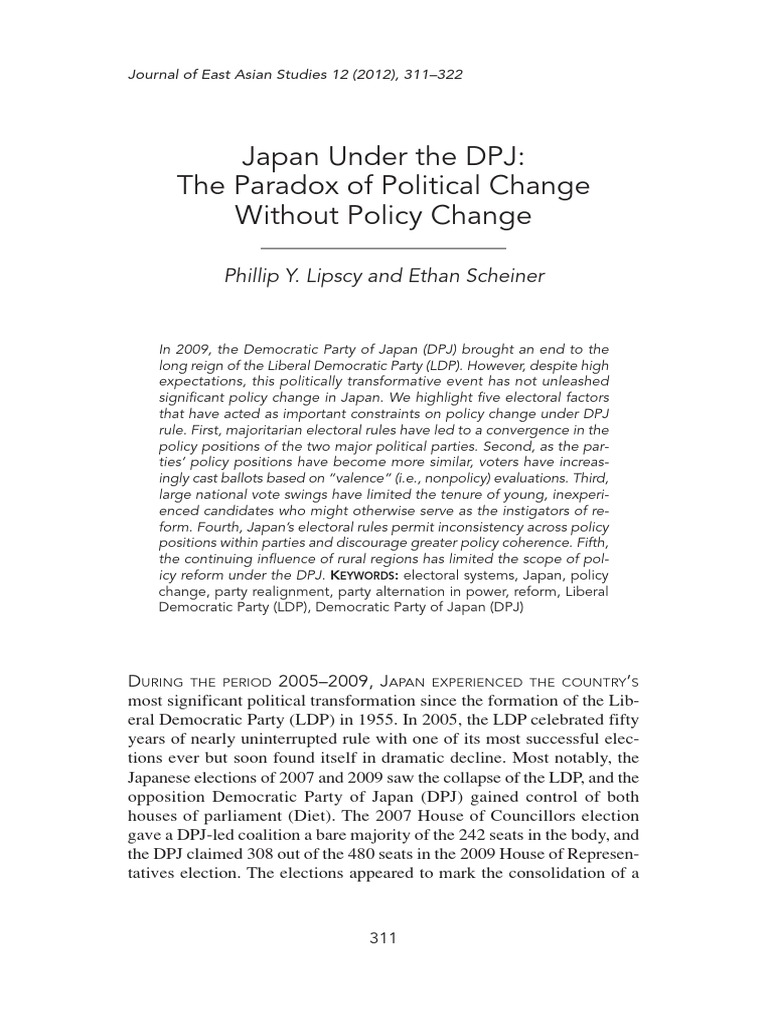 Japan Under The DPJ | PDF | Japan | Voting