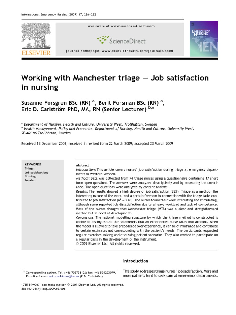 Job Satisfaction in Nursing | PDF | Emergency Department | Job Satisfaction