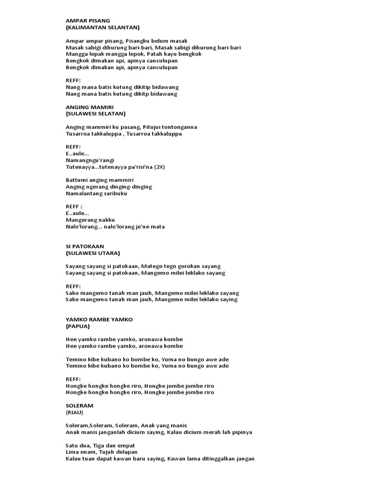 Teks Lagu Daerah Pdf