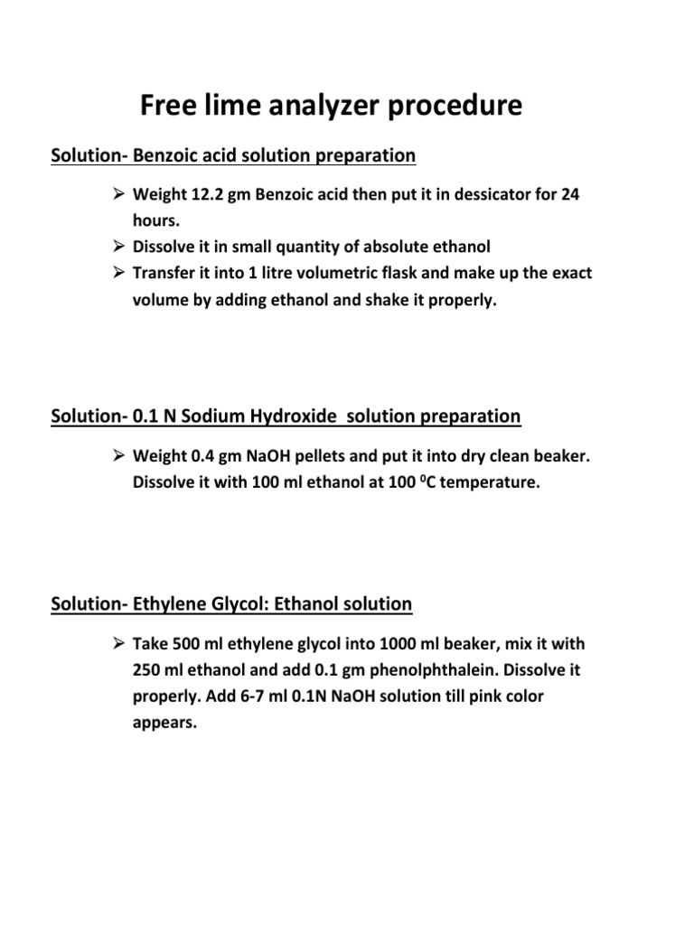Free Lime Analysis Procedure | PDF | Titration | Chemistry