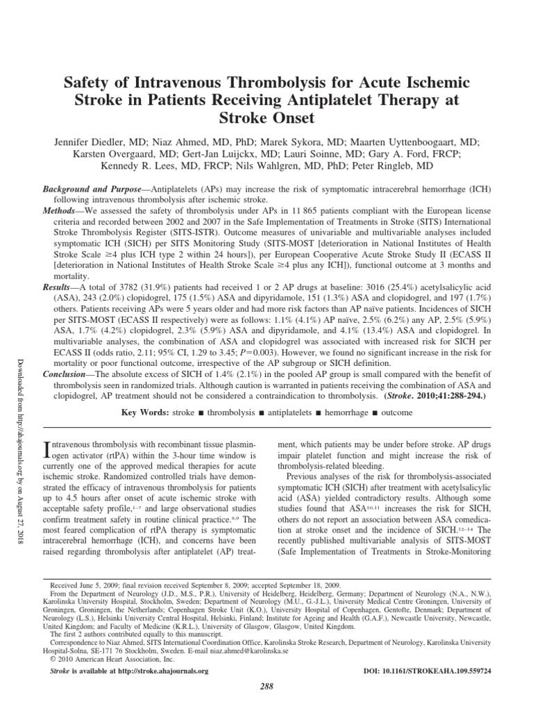 Safety of Intravenous Thrombolysis For Acute Ischemic Stroke in Patients Receiving Antiplatelet