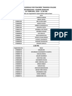 Interview Schedule for Teachers Training College English 01st to 2nd Feb 18