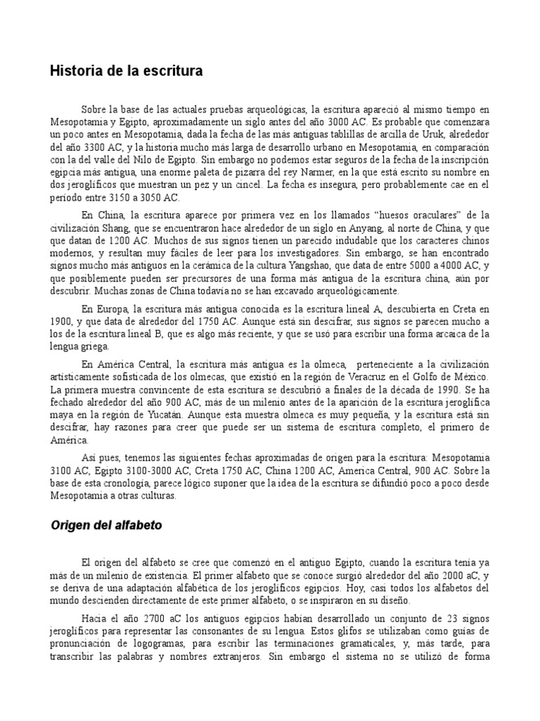 Historia de La Escritura | PDF | Alfabeto | Escritura latina