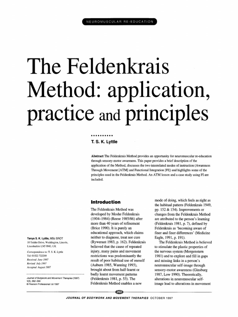 The Feldenkrais Method Application Practice And Principles
