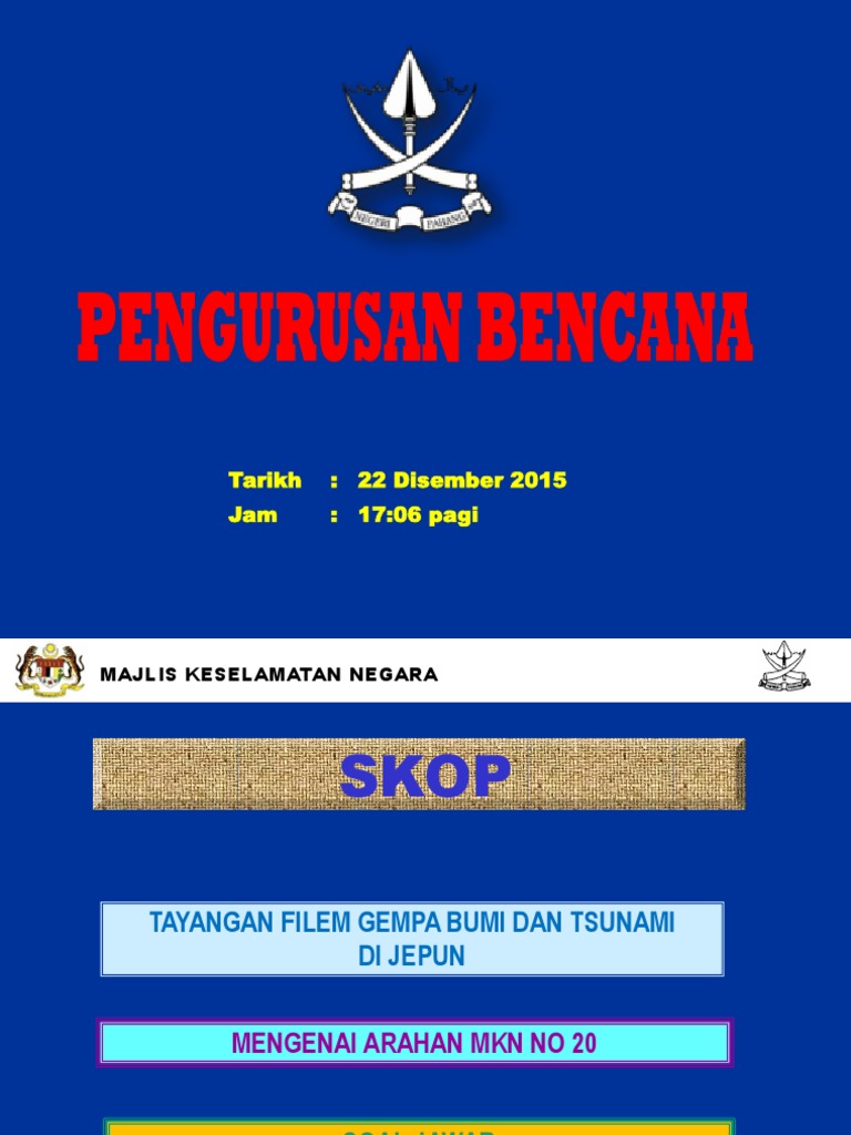 Slaid Taklimat Pengurusan Bencana Oleh MKN 2013 PDF PDF