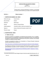 Convocatoria de Docente Interno: Perfil No. 2. Número de Plazas: 1