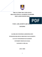 The Factors That Influence Organizational Learning in Higher Education Institution