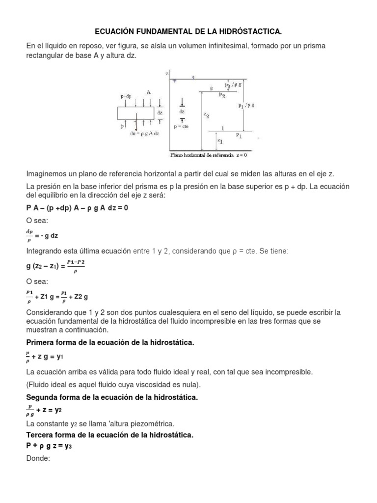 Ecuación Fundamental de La Hidrostática PDF