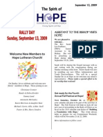 Sep 13 2009 Spirit of Hope Newsletter, Hope Evangelical Lutheran Church