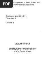 Academic Year 2010-11 Trimester V: Financial Management of Banks, Nbfcs and Insurance Companies in India