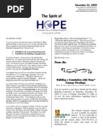 Nov 22 2009 Spirit of Hope Newsletter, Hope Evangelical Lutheran Church