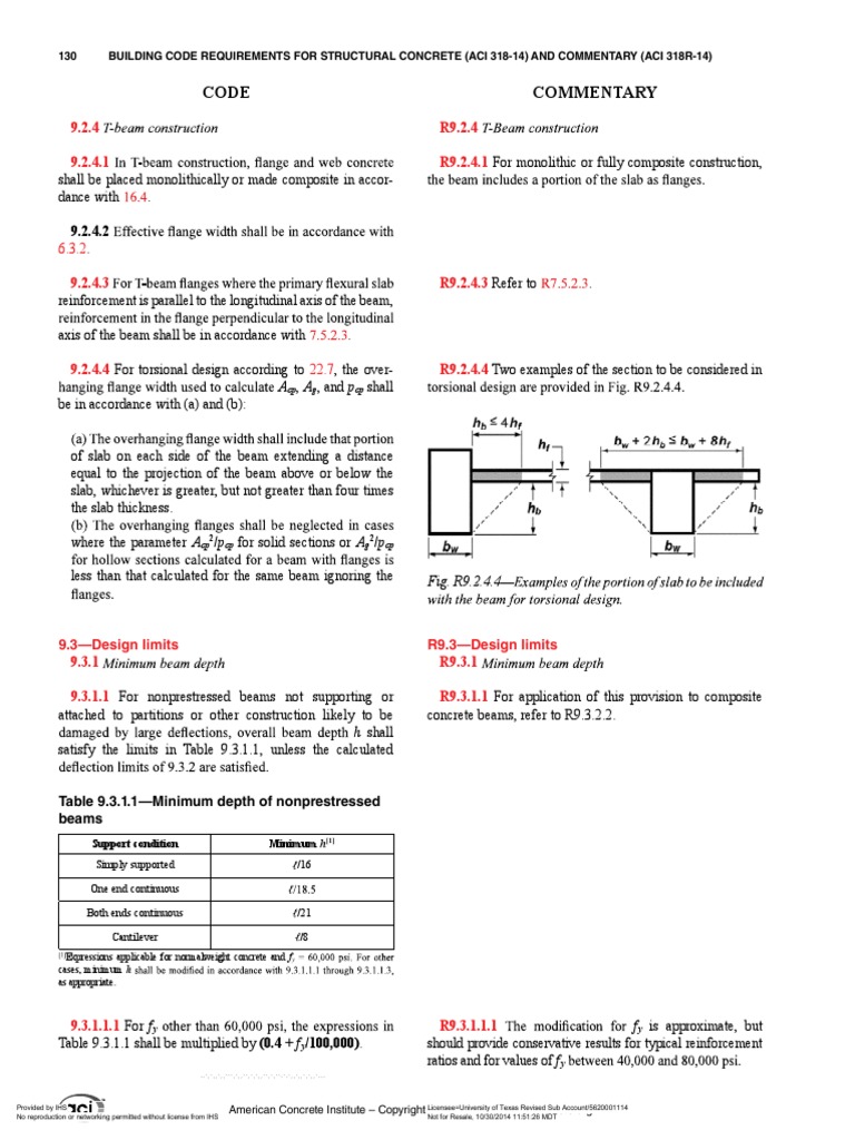 Design Limits - ACI - 318 | PDF | Beam (Structure) | Prestressed Concrete