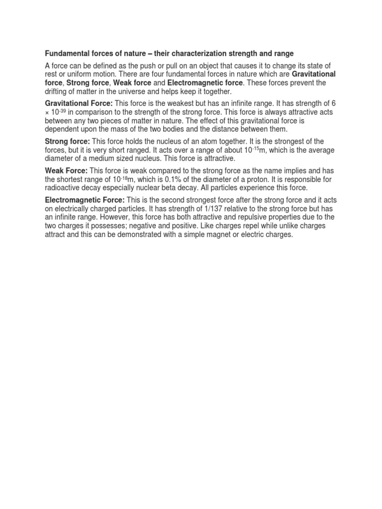 Four Fundamental Forces of Nature | PDF