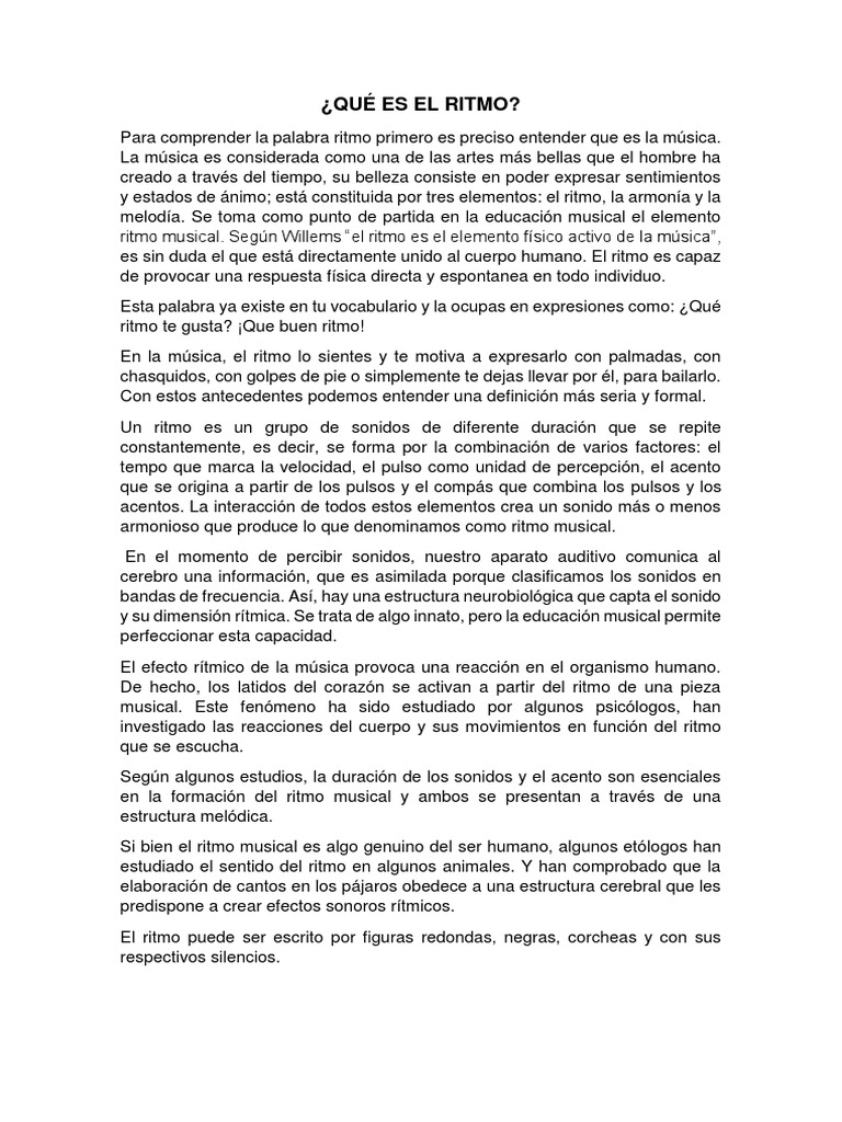 Definición y Concepto de Ritmo Musical | PDF | Ritmo | Sonido